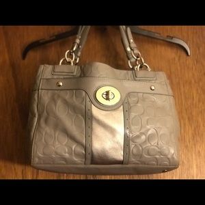 Coach Grey Leather Embossed Purse